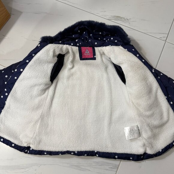 Girls Polka Dot Puffer and Fleece Jacket (size 10) - Picture 8 of 11